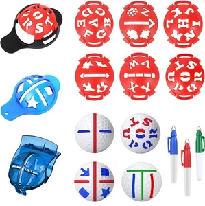 Golf Ball Marker, 6× Letter Stencils Kit, 2× Ball Markers Stencils, 3× Color ... - Picture 1 of 5