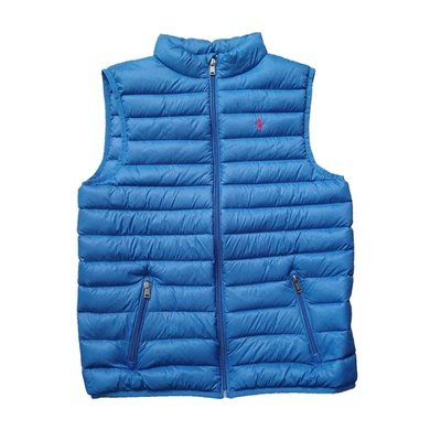 Polo Ralph Lauren Puffer Vest Boys Extra Large 18 20 Blue Logo Zip Pockets - Image 1 of 4