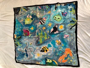 Vintage 1992 Artist Jennifer Eve Silk Handpainted Handmade Scarf 35.5 x 33" - Picture 1 of 17