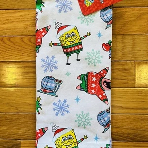 SpongeBob SquarePants 2 Pack Hand Kitchen Towels Christmas Patrick Gary Snow - Picture 1 of 5