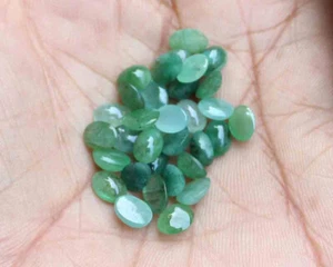 24.00 CT 33 PIECES 5*7 MM NATURAL ZAMBIAN EMERALD OVAL CABOCHON GEMSTONE LOT - Picture 1 of 2