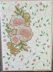 PAPYRUS BESTICKT BLUMENAUFNÄHER ROSEN LEER INNEN ALLE ANLÄSSE KARTE - Bild 1 von 3