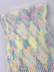 Vintage Hand Crochet Baby Crib Blanket Throw Multi Color Pastel - 44 in x 52 in
