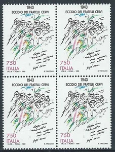 1993 ITALIA ECCIDIO DEI FRATELLI CERVI QUARTINA MNH ** - QX20 - Picture 1 of 1