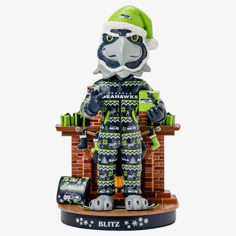 Blitz Seattle Seahawks Holiday Mascot Bobblehead NFL Football Cover