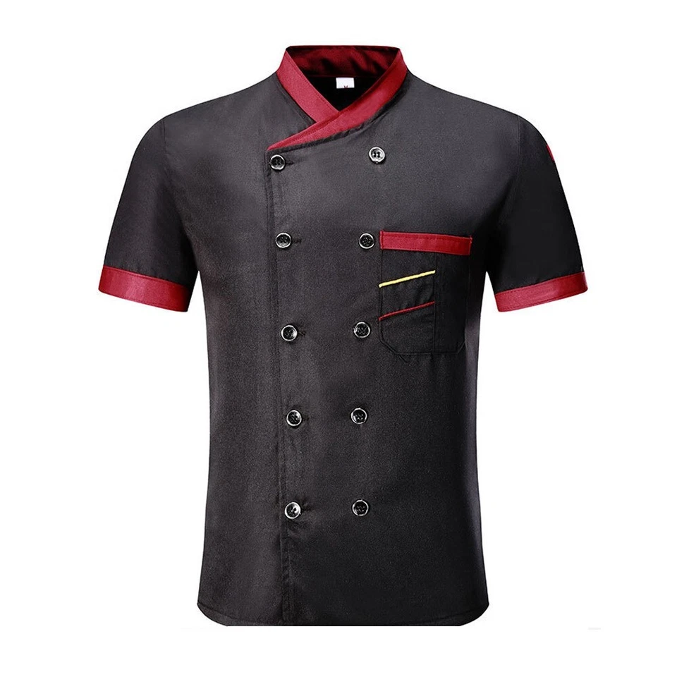 Chef Uniform Short-Sleeve Wear Work Clothes Hotel Kitchen Restaurant Tops Coats - Image 1 of 4