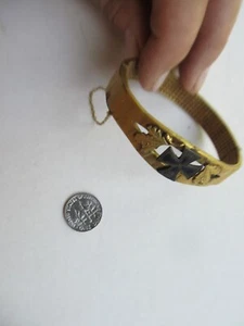 RARE WWI German Battlefield Shell Driving Band Trench Art Bracelet, Iron Cross - Bild 1 von 11