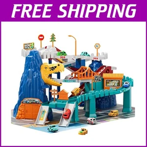 Educational Dinosaur Playset with Ramp, Cars & Lights for Toddlers 3-8 Years - Picture 1 of 9