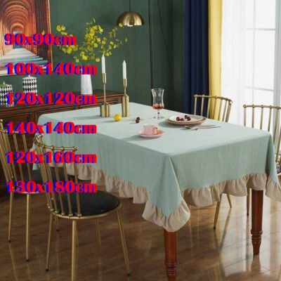 DIY Linen Flounce Ruffle Edge Tablecloth Table Topper Cloth Rectangle Square New - Image 1 of 4