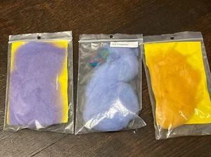 Wistyria Editions hand Dyed Wool Roving Lot 3 Orange lavender sky blue - Picture 1 of 6