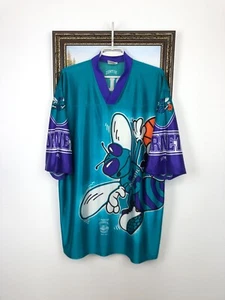 Vintage 90's NBA Charlotte Hornets Over Print Shirt Mens Jersey Rare Hype Size L - Picture 1 of 21