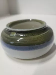 Vintage Ceramic Shallow Pot Green Blue - Picture 1 of 2