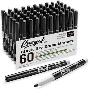 60-Pack Black Dry Erase Markers, Fine Point for Whiteboard, Glass, Office & Home - Picture 1 of 12