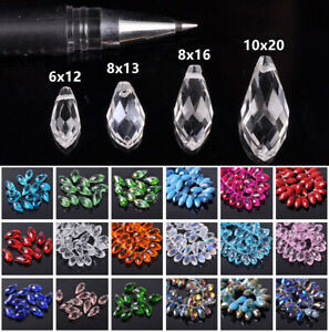 Teardrop Faceted Crystal Glass 12mm 16mm 20mm 25mm Loose Pendant Beads Lot