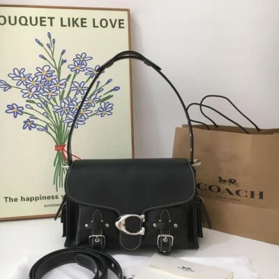 COACH CT721 Leather Soft Tabby Shoulder Bag Crossbody Black Outlet NEW - Image 1 of 4