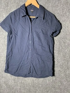 Camisa Patagonia Abotonada Mujer Pequeña Lino Azul Senderismo Camping Aire Libre - Imagen 1 de 17