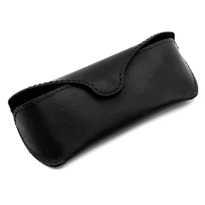 Estuche para gafas y gafas de sol de cuero genuino negro con cierre magnético a presión - Imagen 1 de 5