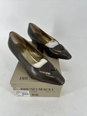 Bruno Magli Feminino Couro Camafeu Salto Recortado Cunha Taupe Tamanho 8.5 B com Caixa - Imagem 1 de 4