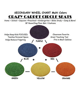 6 Pc Secondary Kids Crazy Carpet Circle Seats 18" RD Soft Floor Mat Cushions