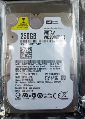 Western Digital 250GB WD2500BVVT-63A26Y0 5400RPM SATA Hard Drive - Image 1 of 4