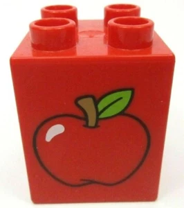 LEGO Duplo Red Brick 2x2x2 Apple Pattern Pomme 31110pb087 Set 10615 10603 10831 - Imagen 1 de 1