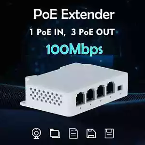 Switch IEEE802.3af 100 Mbs ripetitore estensore passivo 4 porte da 1 a 3 porte - Foto 1 di 14