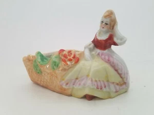 Vintage Japan Air/Succulent Planter Lady sitting Boat Lusterware Cerramic 5"x3" - Picture 1 of 6