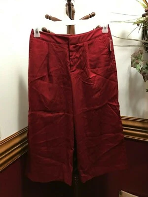 Nuevos Pantalones para Mujer Merona Talla 2 Berry Granate Culottes tiro medio Capris Recortados Foto 1 de 4