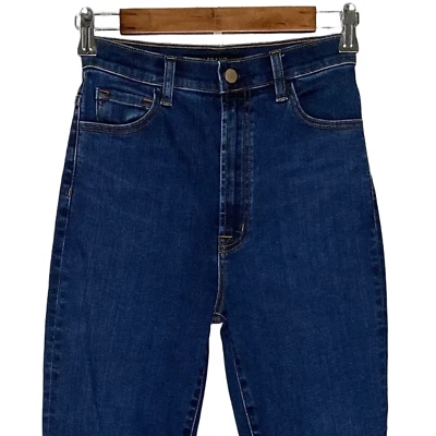 J Brand 1212 RUNWAY PARADISO Vaqueros rectos tiro alto talla 25 ajustados elásticos oscuros Foto 1 de 4