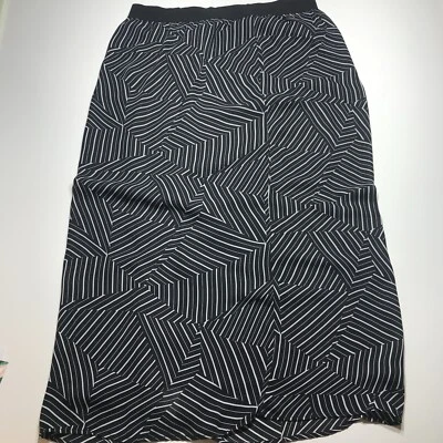 Maxi falda de verano Worthington negra blanca geométrica a rayas con abertura lateral 1X Foto 1 de 4