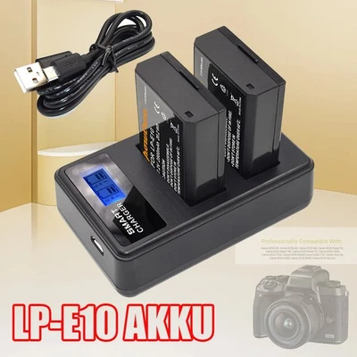 MARKENLOS 2/ 4 Pack LP-E10 Akku & Ladegerät Für Canon EOS 1100D 1200D 1300D 2000D Kamera