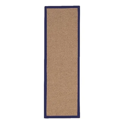 Linon Athena Machine Tufted Wool 2'6"x8' Rug in Cork and Blue - Image 1 of 4