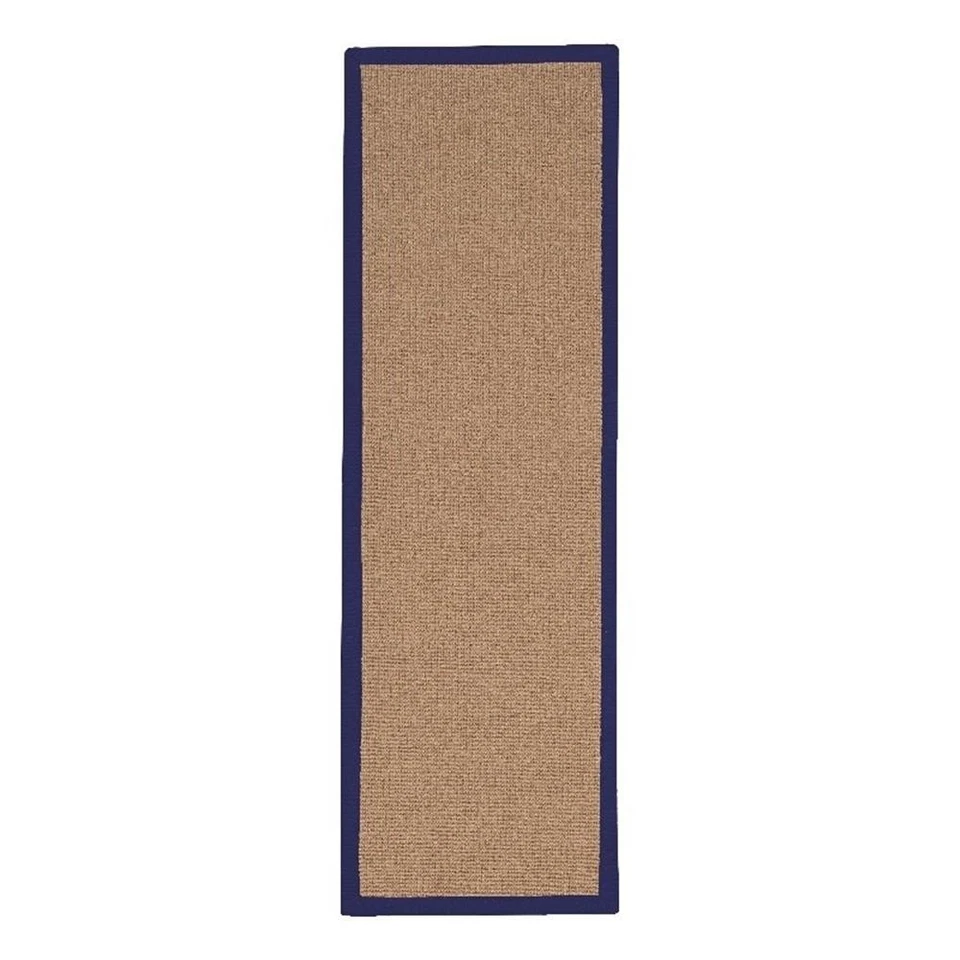 Linon Athena Machine Tufted Wool 2'6"x8' Rug in Cork and Blue - Image 1 of 4