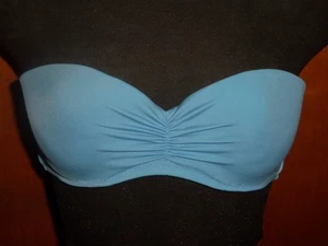 Victoria's Secret trägerloses Bandeau-Bikinioberteil Strand blau Push-up gerafft 34B - Bild 1 von 7
