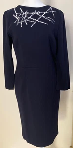 Escada Navy color Dress geometric front cutout Size 36 small to medium wool mx - Picture 1 of 7