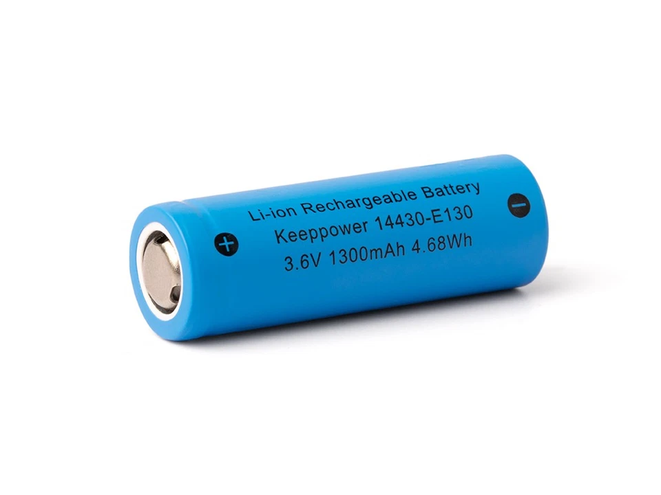 KEEPPOWER 14430 con 1300mAh* 3,6V - 3,7V cella agli ioni di litio (senza elettronica di protezione)