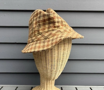 Sombrero para caminar vintage Stetson naranja y marrón a cuadros de lana 7 1/4 etiqueta Union Foto 1 de 4