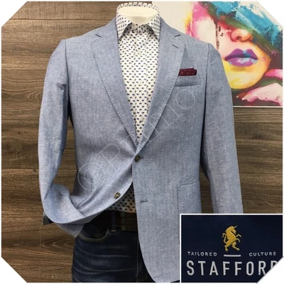 ¡NUEVO! Blazer STAFFORD Para Hombres Abrigo Deportivo Chaqueta Informal Talla 42R Lino Algodón Traje Foto 1 de 4