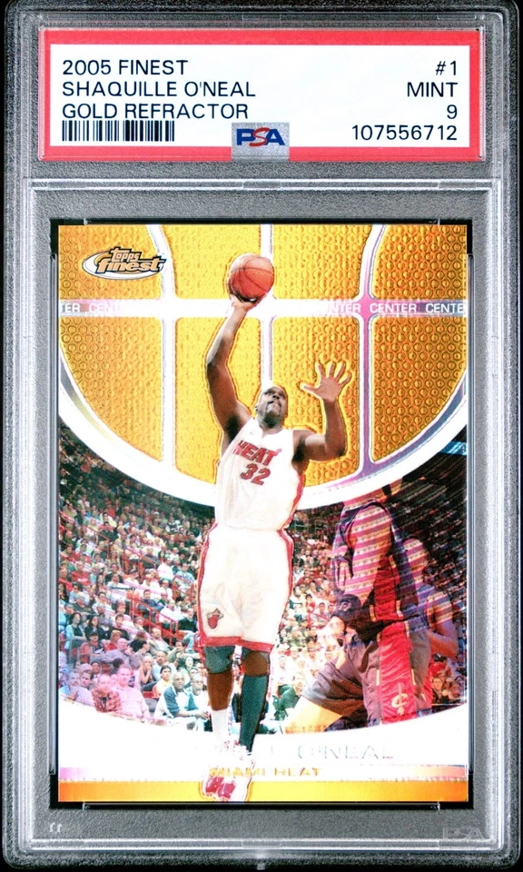 PSA 9 /39 Shaquille O’Neal 2005-06 Topps Finest Gold Refractor #1 Mint - Image 1 of 2