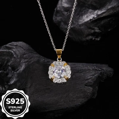 Collar colgante de circón chapado en oro de plata de ley 925 regalo duradero para mujer Foto 1 de 4