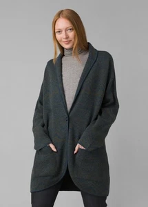 Prana Women’s Sevei Cardigan Sweater Wool XL Dark Sky Intarisa Cozy Lagenlook - Picture 1 of 17