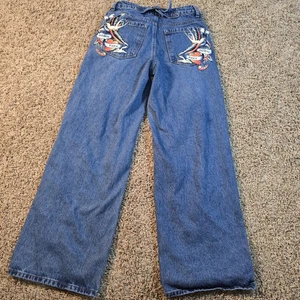 Ed Hardy Loose Fit Buckle Back Denim Jeans Größe 26x30 Wide Leg - Bild 1 von 7
