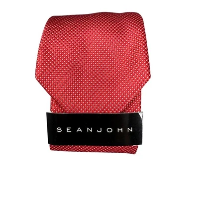 Corbata para hombre Sean John roja texturizada micro puntos mezcla seda Foto 1 de 3
