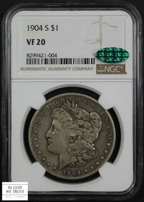 1904 S Morgan Silver Dollar $1 NGC VF 20 CAC - Image 1 of 4