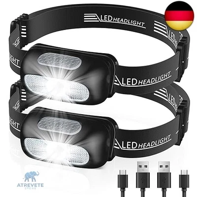 CIRYCASE Stirnlampe, Ultraleichte Kopflampe Stirnlampe LED Wiederaufladbar mit