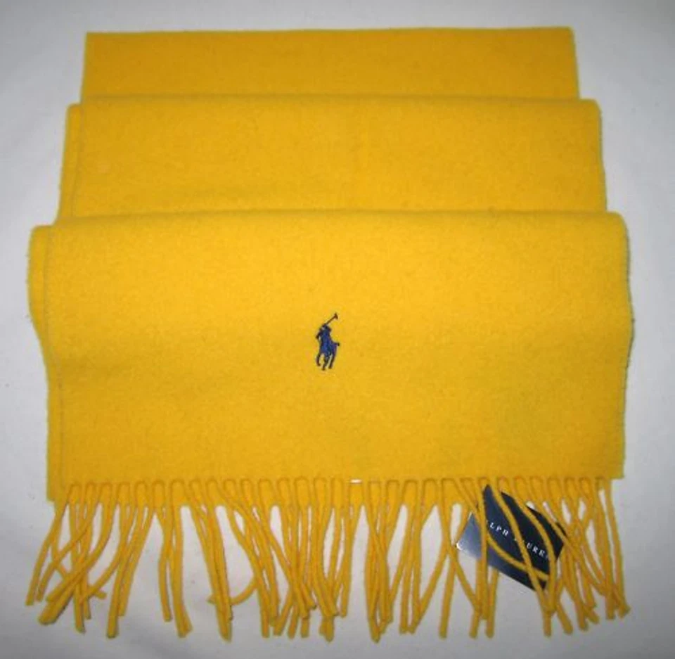 Polo Ralph Lauren Laine D'Agneau Echarpe Pony Jaune - Photo 1/1