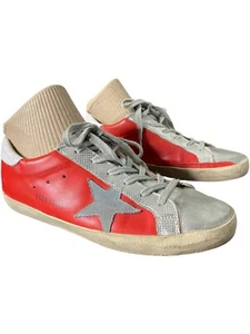 Golden Goose Superstar EU 39 US Size 9 Shoes Red Silver Star Leather - Picture 1 of 15