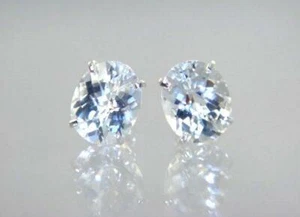 925 Sterling Silver Post Earrings, Silver Topaz, SE102 - Picture 1 of 5