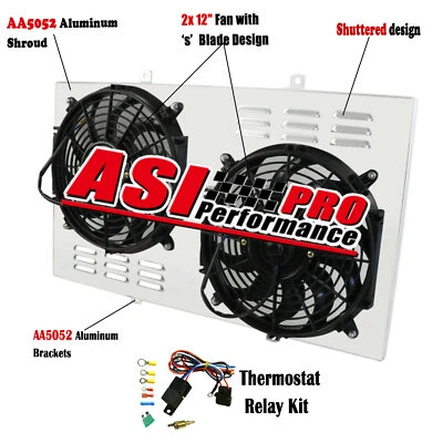 Ventilador de cubierta de radiador de aluminio para camioneta Chevy C10 C20 230 1967-72 núcleo de 28" Foto 1 de 4