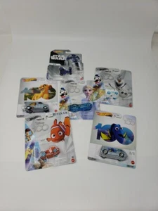 6 Disney 100 Hot Wheels Set Nemo, Simba, Dory, Olaf, Elsa und Mario - Bild 1 von 8